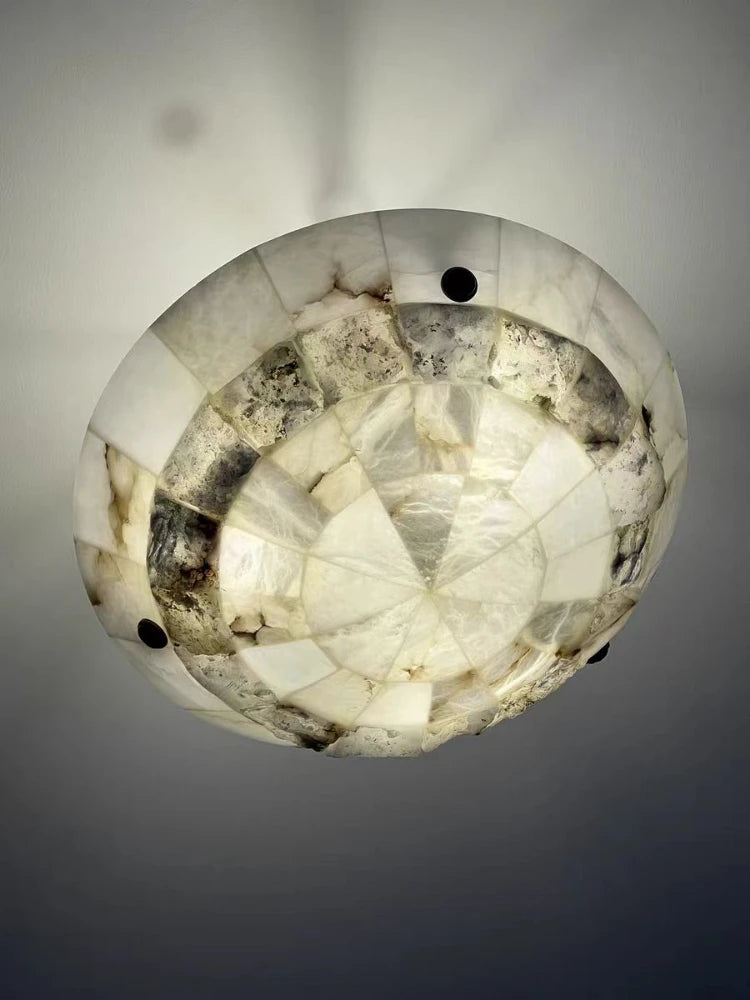 lustre minimaliste en cuivre et marbre design moderne - vue 5 sur 10