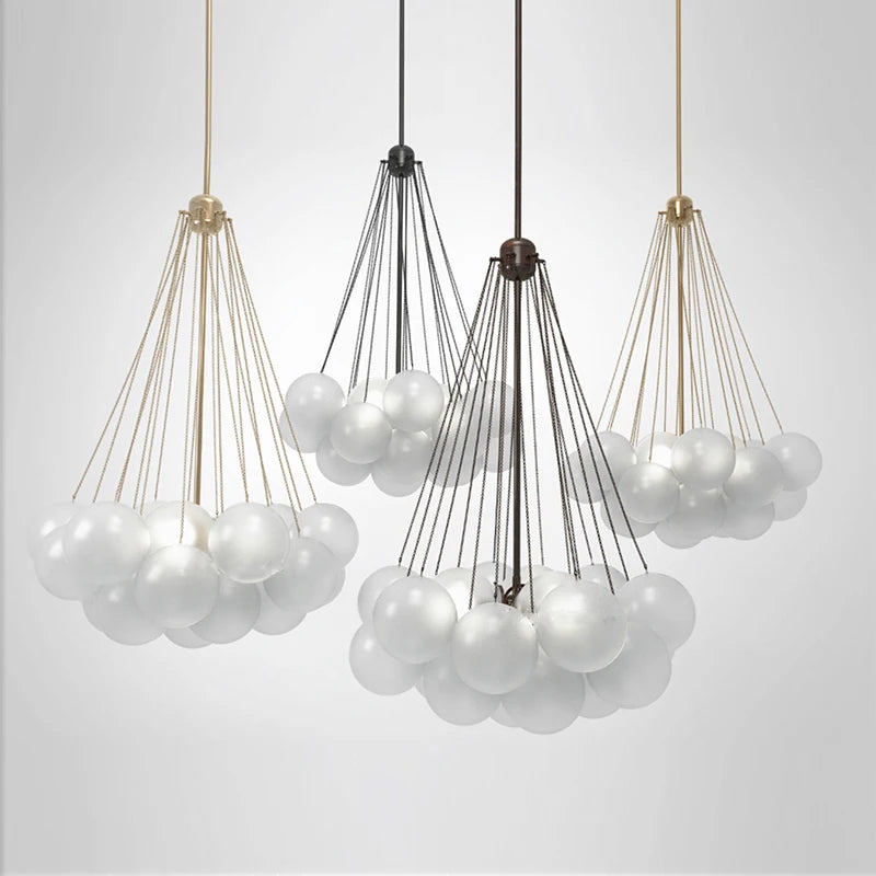 lustre moderne en verre design nordique pour éclairage élégant - vue 4 sur 10
