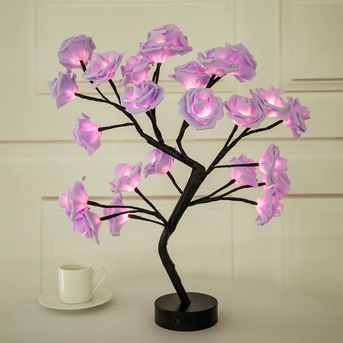 LED Rose Fleur Lampe de Table USB Arbre De Noël Fée Lumières Veilleuses Maison Fête De Mariage Chambre Décoration Cadeau de Fête des Mères - vue 2 sur 8