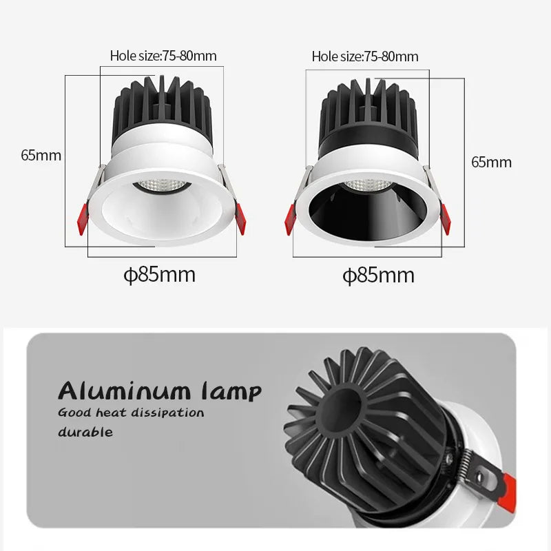 spot led encastré antireflet pour intérieur angle réglable en aluminium - vue 3 sur 18