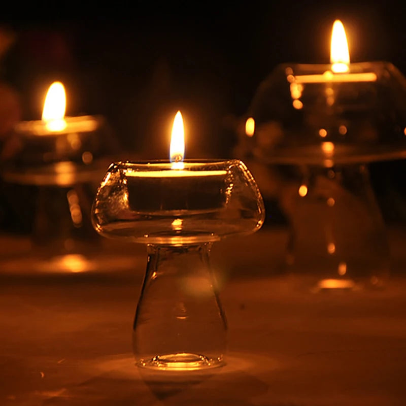 bougeoir champignon en verre nordique pour décoration et fête - vue 4 sur 12