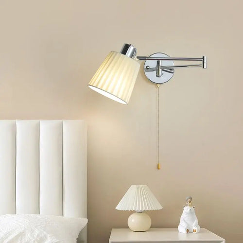 applique murale moderne bras pivotant led en tissu plissé métal - vue 3 sur 23