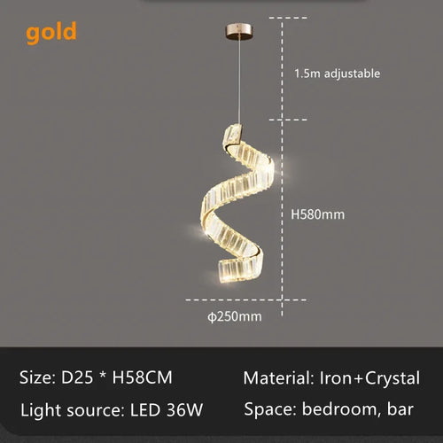 Luxury Restaurant LED Crystal Chandelier Modern High-end Design Gold/Silver Dimming Lamp Bar Kitchen Island Stair Pendant Lights - vue 9 sur 12