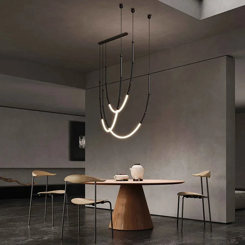 lustre minimaliste moderne italien led créative en bambou - vue 5 sur 14