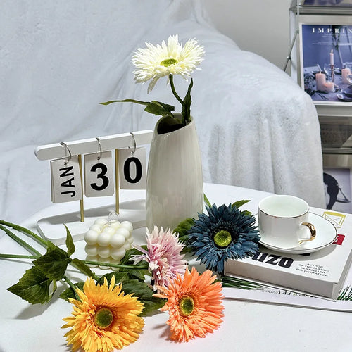 gerbera simple avec feuilles pour décoration de mariage et fête - vue 3 sur 15