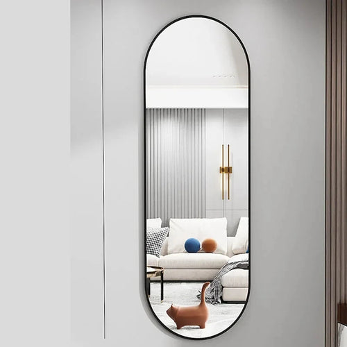 miroir de maquillage suspendu design ovale en métal pleine longueur - vue 6 sur 6
