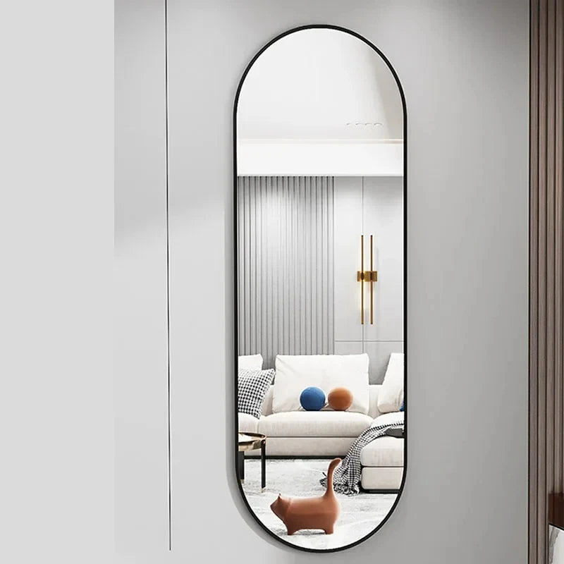 miroir de maquillage suspendu design ovale en métal pleine longueur - vue 6 sur 6