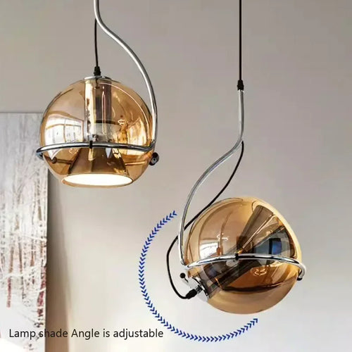 lustre rétro américain en verre ambré pour ambiance créative - vue 2 sur 9