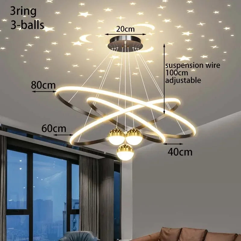 lustre led moderne ciel étoilé pour décoration intérieure - vue 14 sur 14