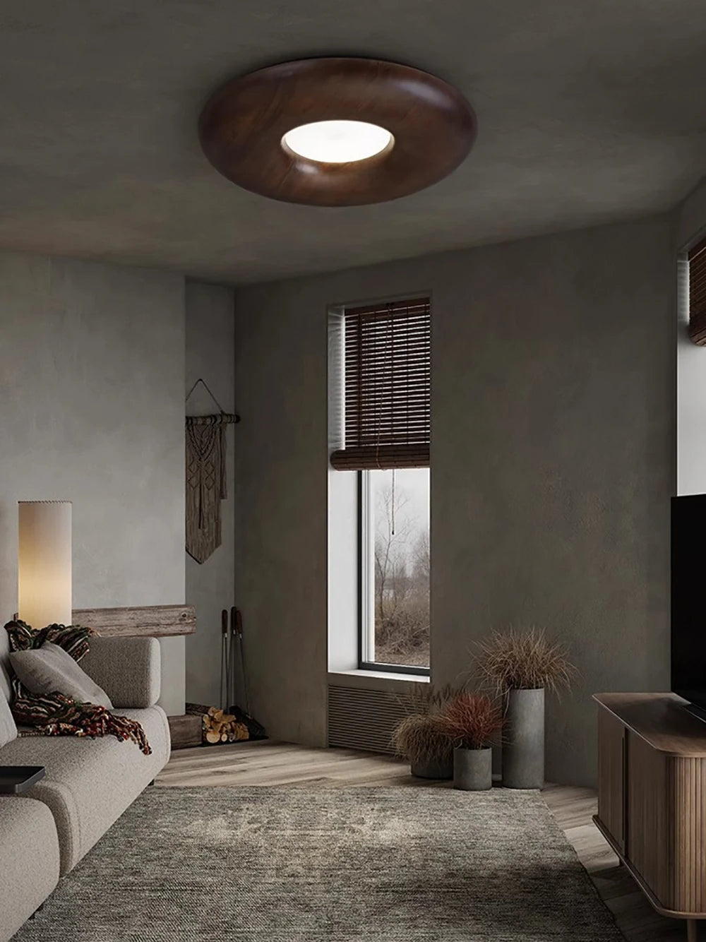 plafonnier led design rétro moderne en bois grand lustre - vue 4 sur 9
