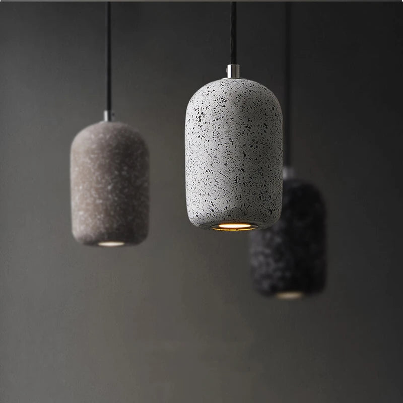 suspension moderne en ciment industriel led nordique - vue 1 sur 9