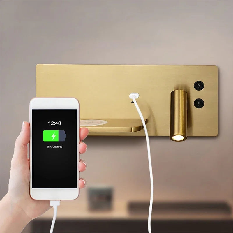 applique murale usb led sans fil luxe multi-fonction avec interrupteur - vue 2 sur 13