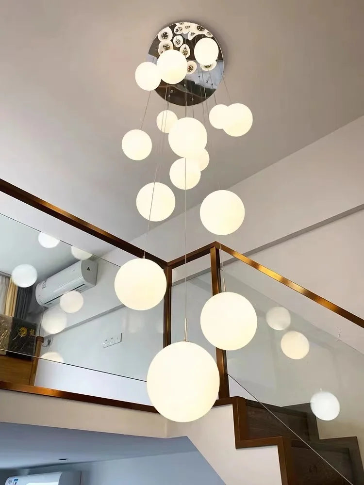 lustre moderne nordique pour loft duplex hôtel hall - vue 3 sur 24