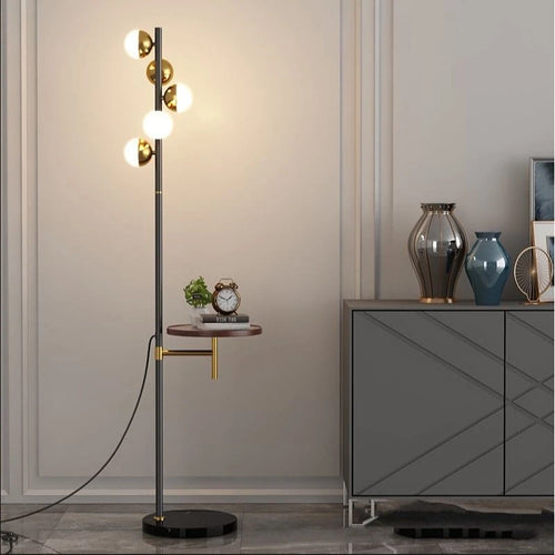 lampe de sol et table en bois avec chargement sans fil - vue 3 sur 8