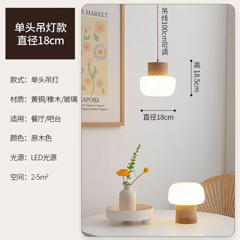 suspension wabi-sabi en verre blanc avec corde de chanvre - vue 8 sur 10