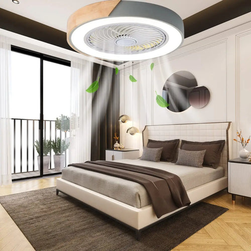 plafonnier en bois avec télécommande et lumière led variable 3 couleurs - vue 4 sur 12