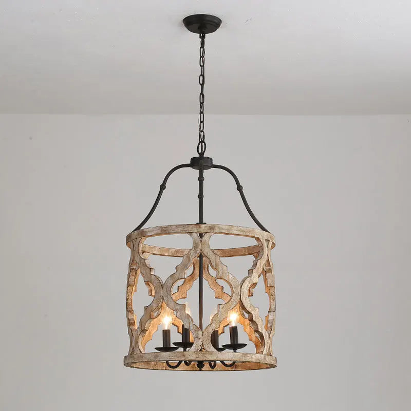 lustre en bois créatif américain rural pour boutiques et restaurants - vue 3 sur 8
