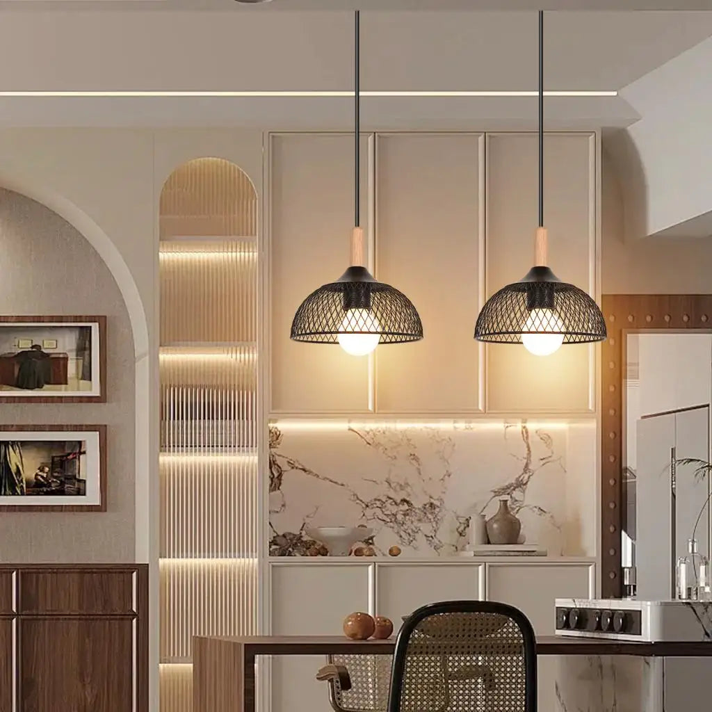 suspension moderne en métal noir pour décoration intérieure - vue 6 sur 7