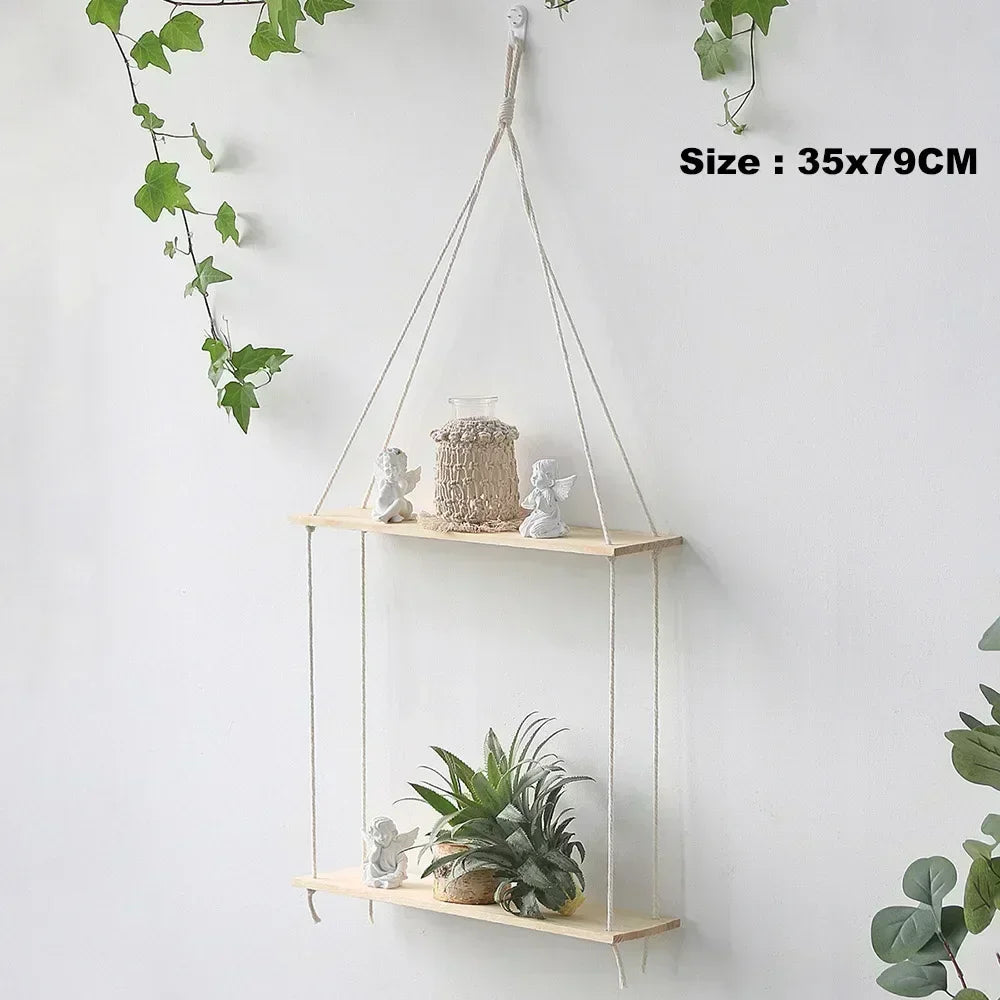 balançoire murale en corde et bois pour décoration nordique - vue 9 sur 13