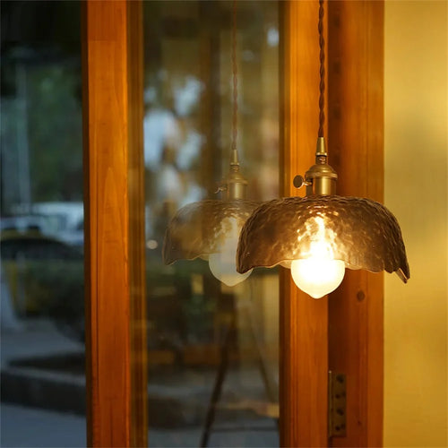 suspension LED design nordique en laiton et verre - vue 3 sur 10