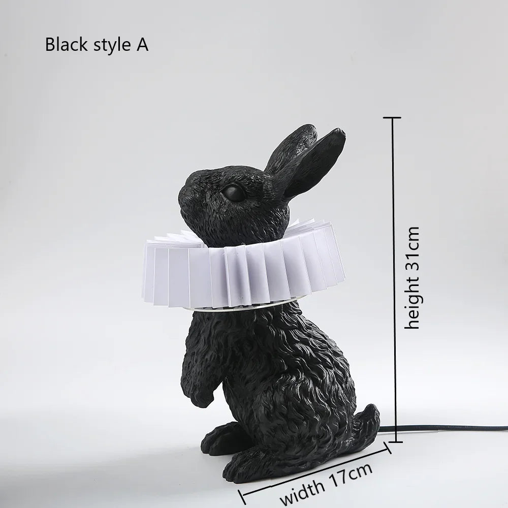 lampe de table créative en résine avec écharpe de lapin décorative - vue 15 sur 15