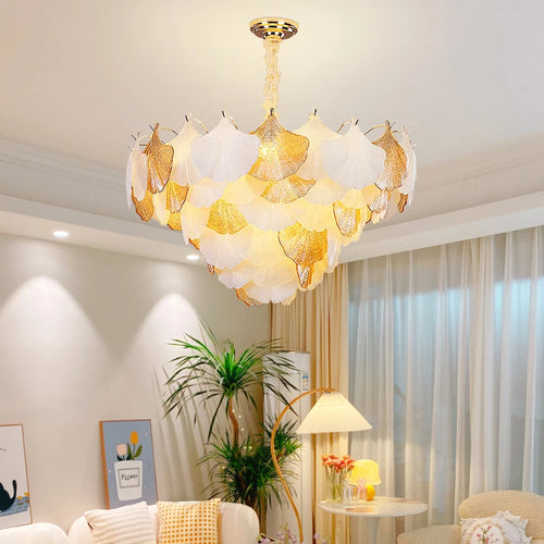 lustre en verre coquillage pour ambiance romantique et élégante - vue 2 sur 12