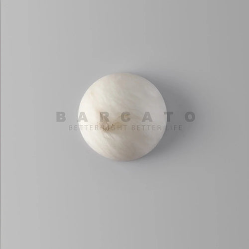 applique murale en marbre dolomite design nordique éclairage intérieur rond - vue 2 sur 6