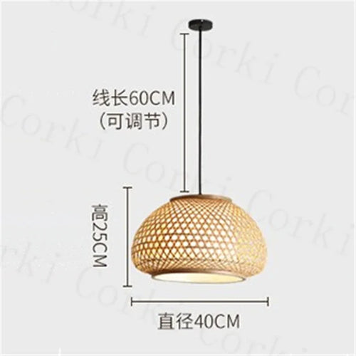 lustre en bambou tricoté à la main suspension décorative pour maison - vue 9 sur 10