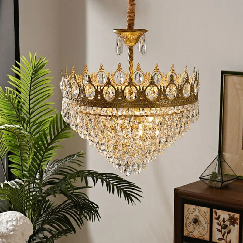 suspension dorée en cristal pour décoration intérieure élégante - vue 3 sur 7