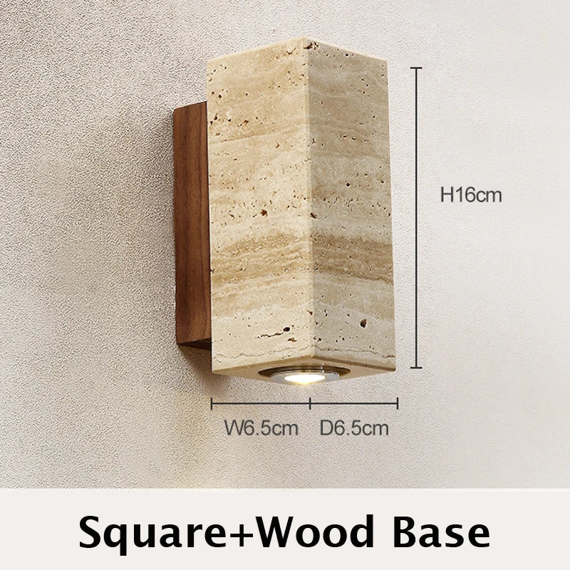 applique murale led wabi sabi en travertin décor marbre - vue 10 sur 12