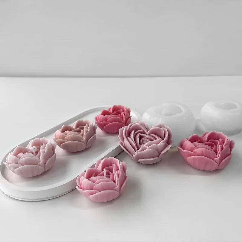 moule à fleurs d'amour en silicone pour bougies et savon DIY - vue 3 sur 9