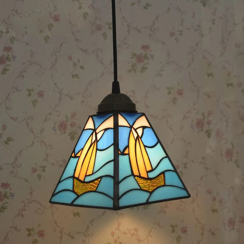 suspension créative voilier tiffany décoration intérieure méditerranéenne - vue 2 sur 4