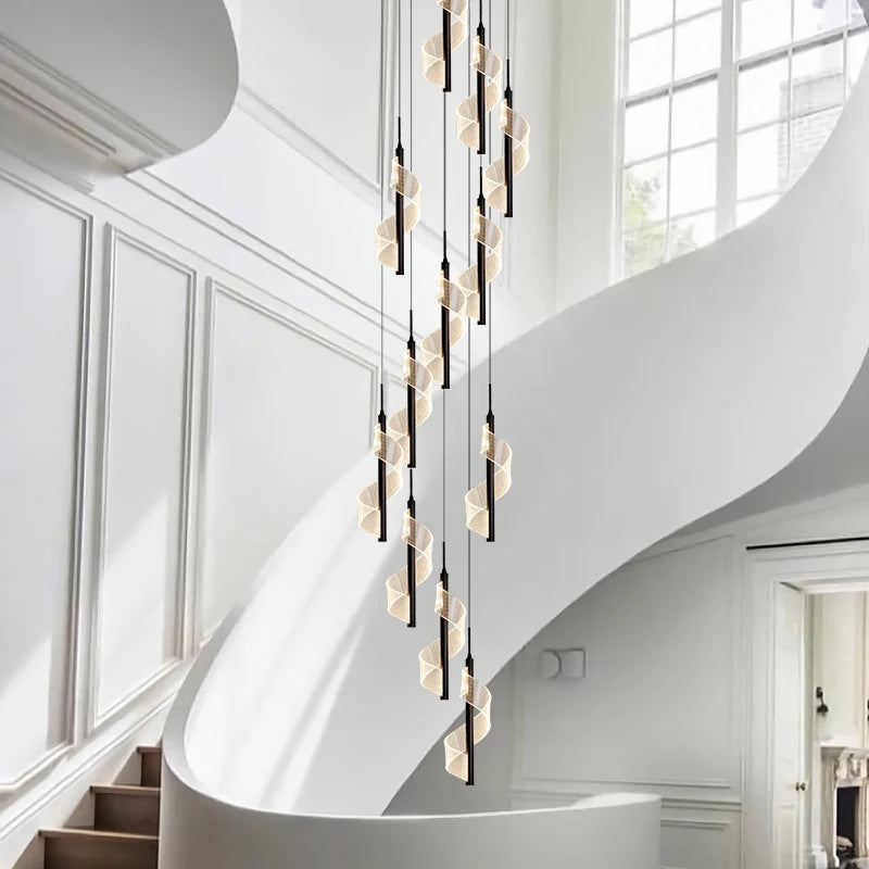 lustre led moderne en acrylique pour escaliers en colimaçon - vue 4 sur 17