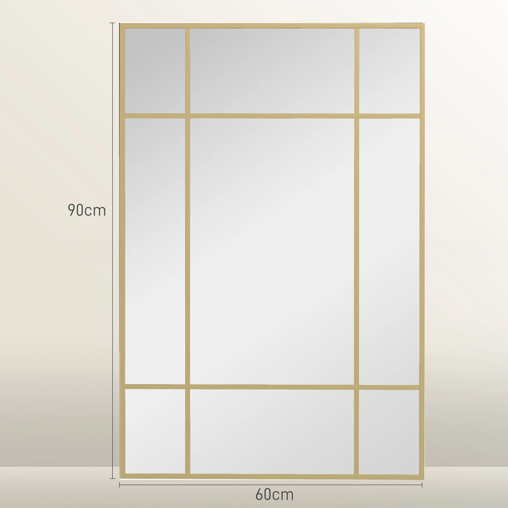 miroir mural rectangulaire avec cadre en métal doré - vue 3 sur 7