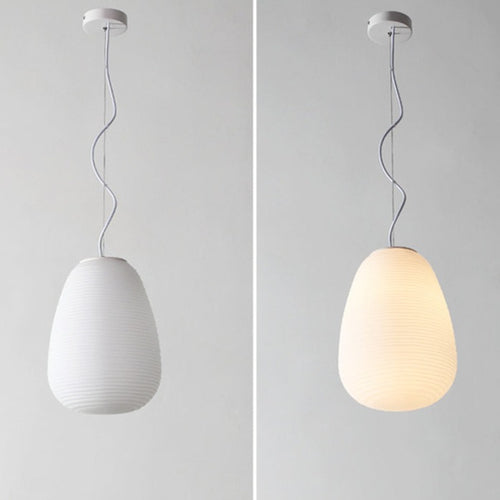 Suspension design LED en verre blanc laiteux Caligari - vue 9 sur 12