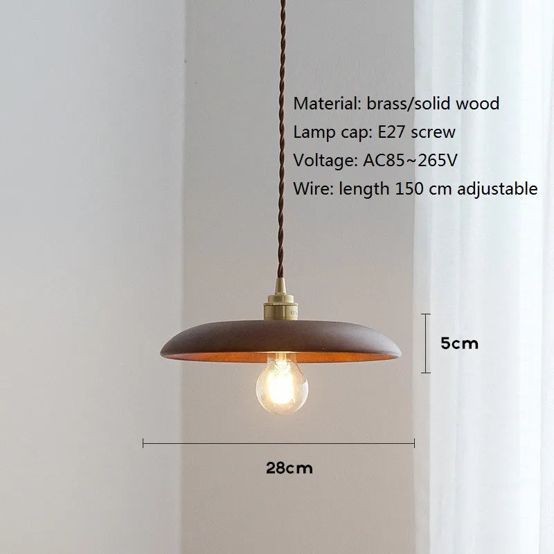 suspension led en bois et laiton style nordique moderne - vue 9 sur 10