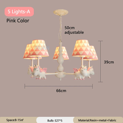 lustre licorne dessin animé pour chambre d'enfant suspendu - vue 21 sur 24