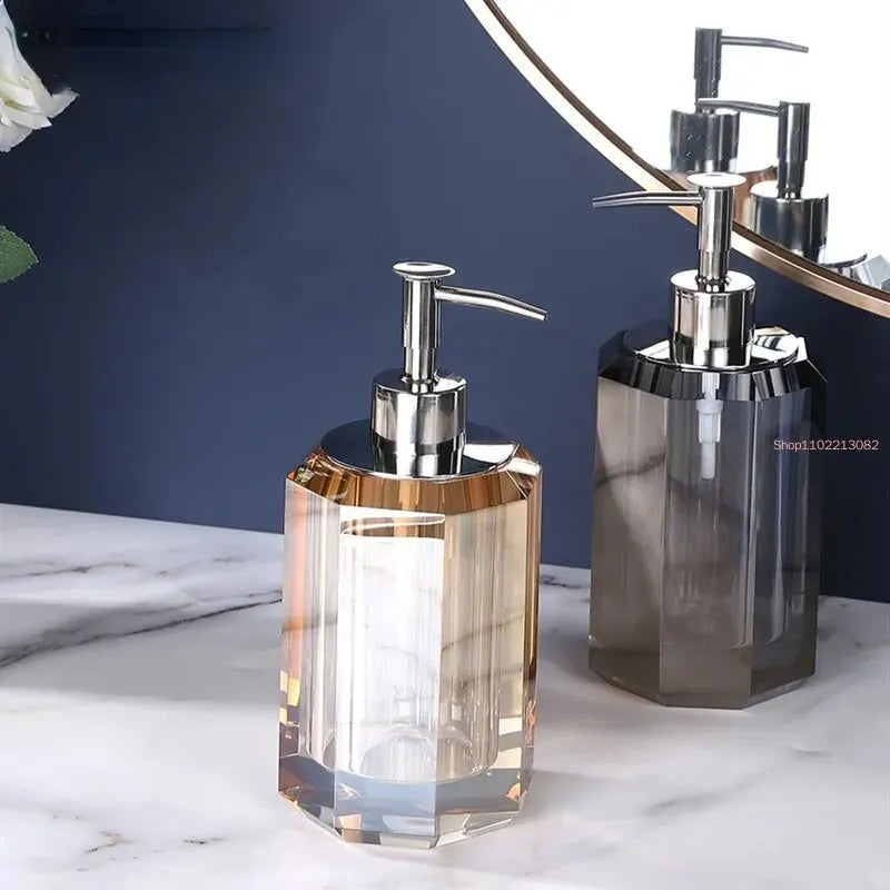 distributeur de savon liquide en cristal transparent pour salle de bain - vue 1 sur 6
