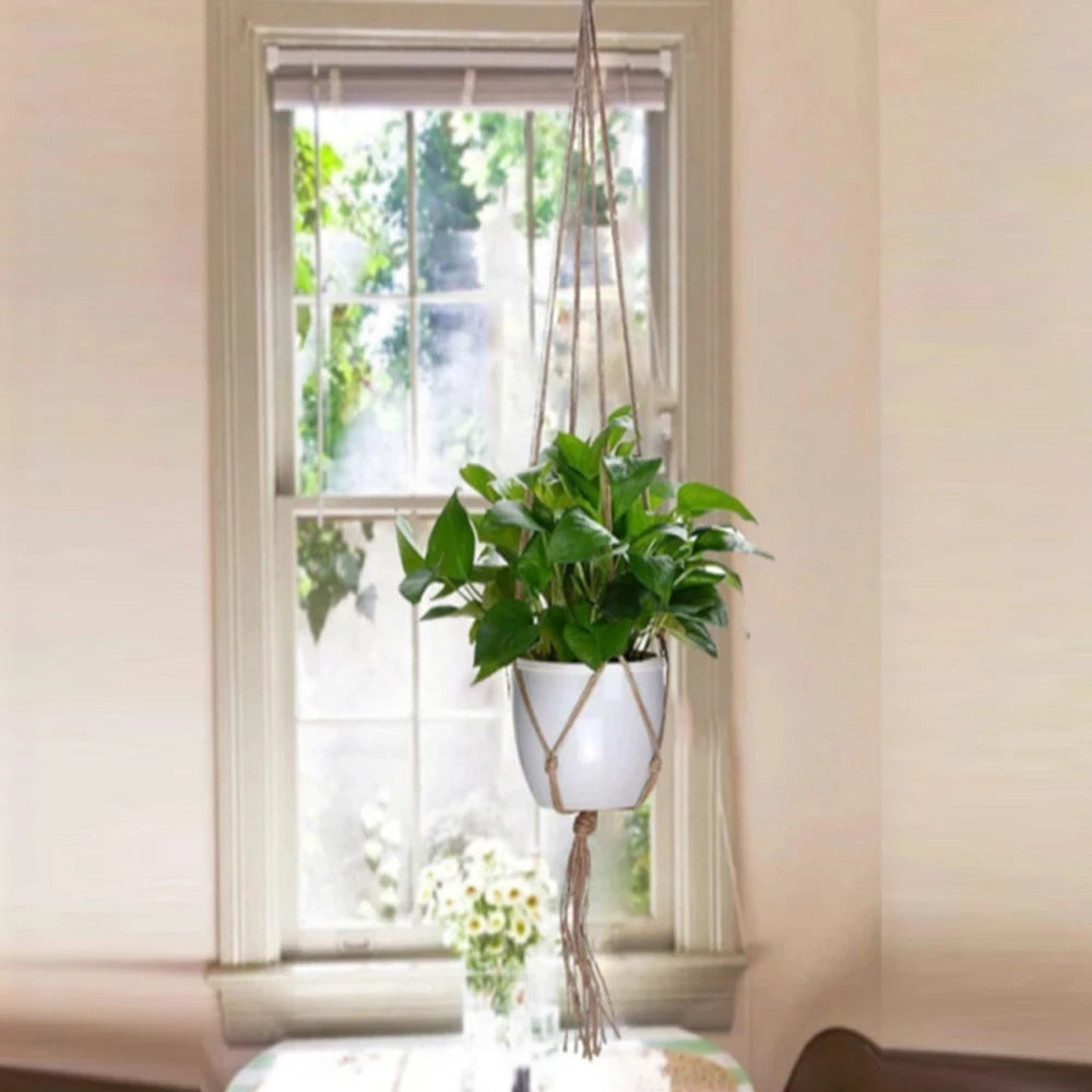 cintre à plantes en macramé pour intérieur et extérieur - vue 8 sur 8