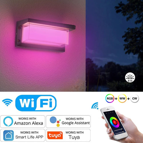 Applique murale LED lampe extérieure étanche en aluminium extérieur applique murale Rgb Tuya Smart Wifi réglable applique murale porche jardin Villa éclairage - vue 2 sur 12