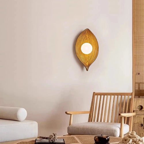 applique murale artistique en résine et verre en forme de feuille pour éclairage d'allée - vue 4 sur 6