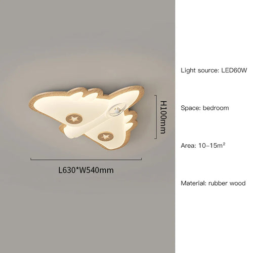 plafonnier avion en bois pour chambre d'enfant décoration lumineuse - vue 12 sur 12