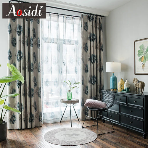 Voilage rideau motif plumes style mediterraneen salon chambre - vue 3 sur 8