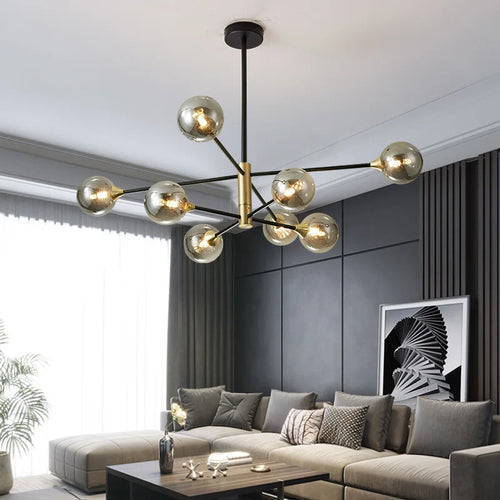 lustre moderne en forme de haricot avec éclairage led suspendu - vue 3 sur 16