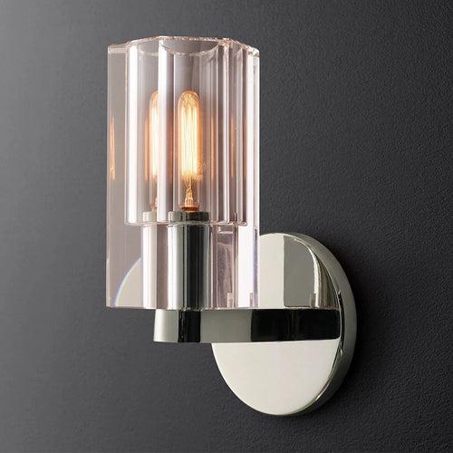 Modern brass LED wall lamp, indoor transparent crystal lamp, household decoration, bedside living room - vue 6 sur 6