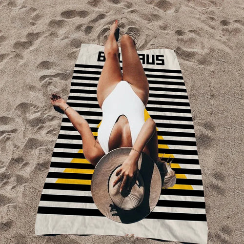 serviette de plage microfibre bauhaus géométrique séchage rapide - vue 5 sur 6
