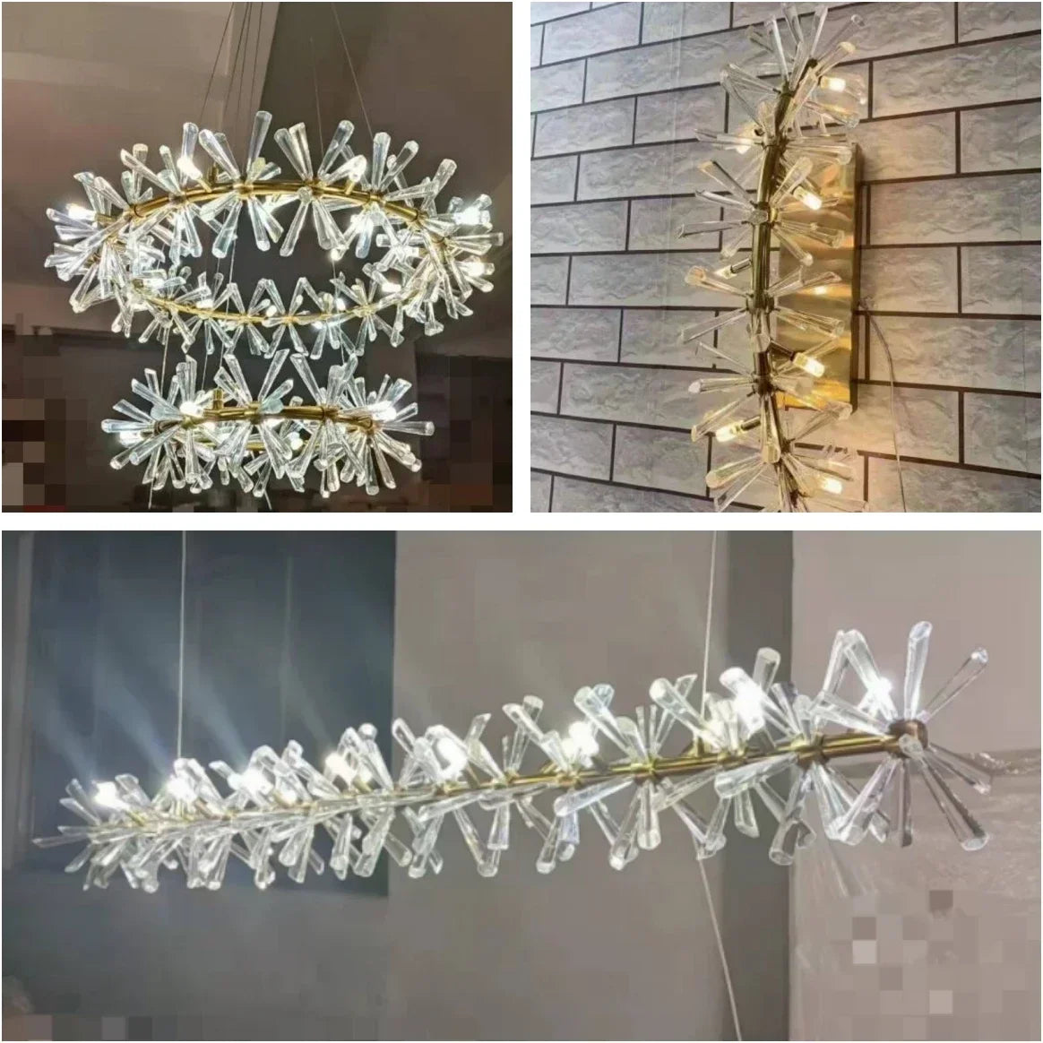 suspension moderne en cristal transparent pour décoration intérieure - vue 2 sur 13