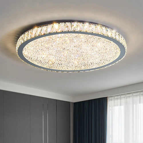 Plafonnier rond ultra-mince en cristal led moderne - vue 2 sur 5