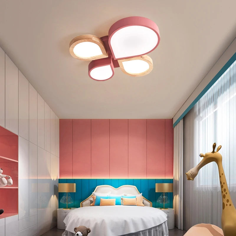 lustre nordique romantique en bois art créatif led moderne - vue 3 sur 8