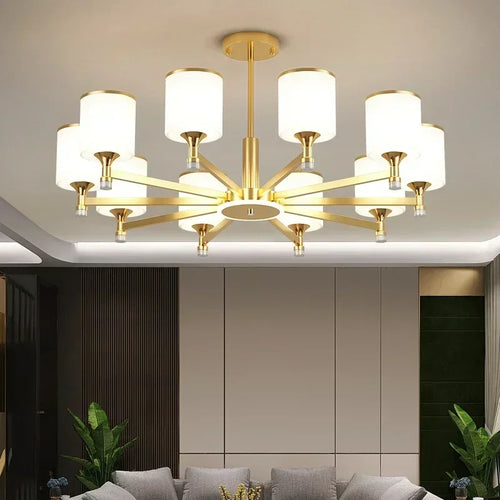 suspension moderne en verre doré et noir pour intérieur élégant - vue 2 sur 17